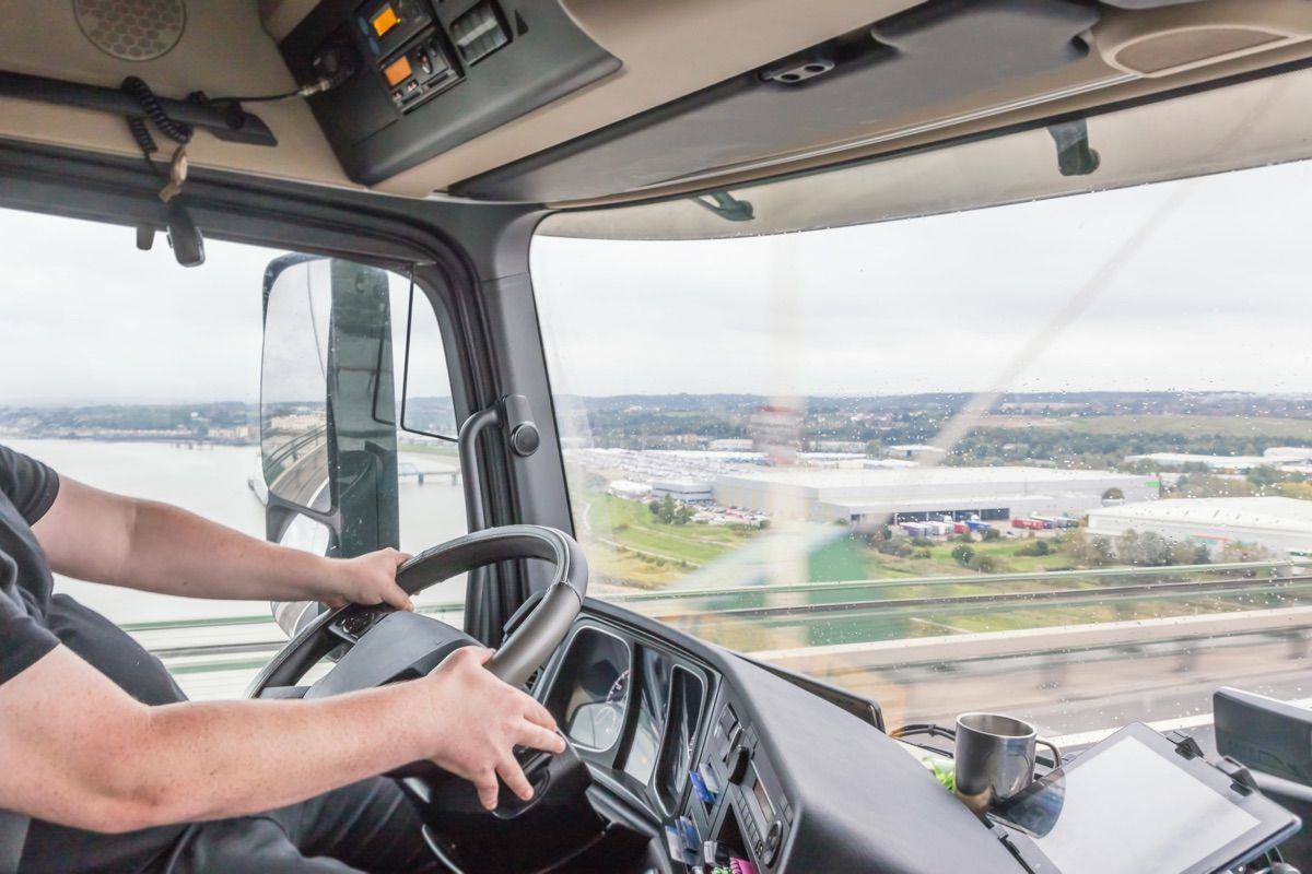 Truck driving on the road